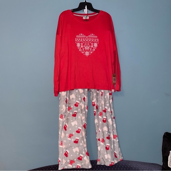 BearPaw Other - BearPaw 2-Piece Teddy Bear in Heart Pajama Set with Fleece Pants Size 2X